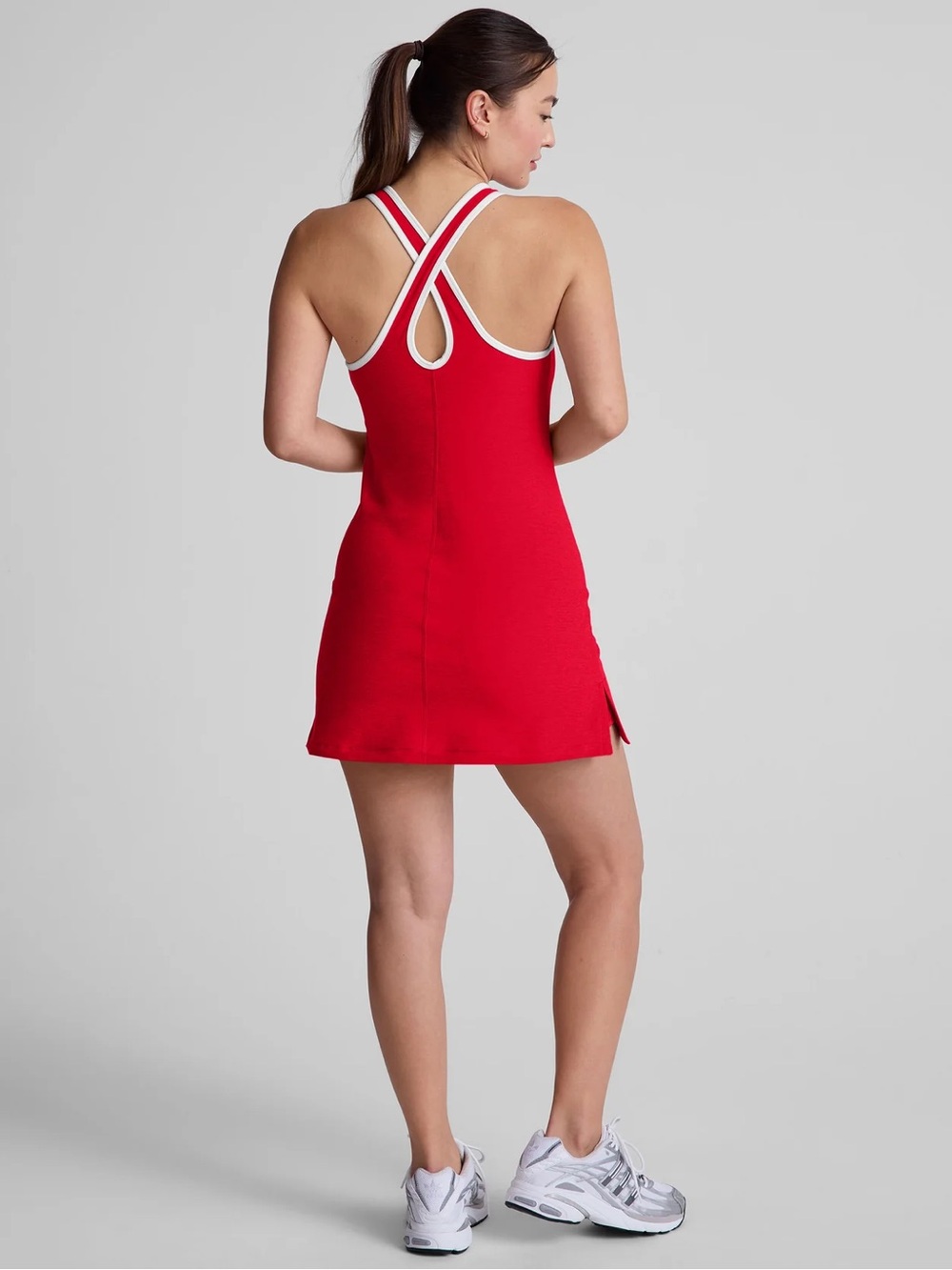 Beyond Yoga Red Racerback Tennis Dress with Contrast Trim NWT